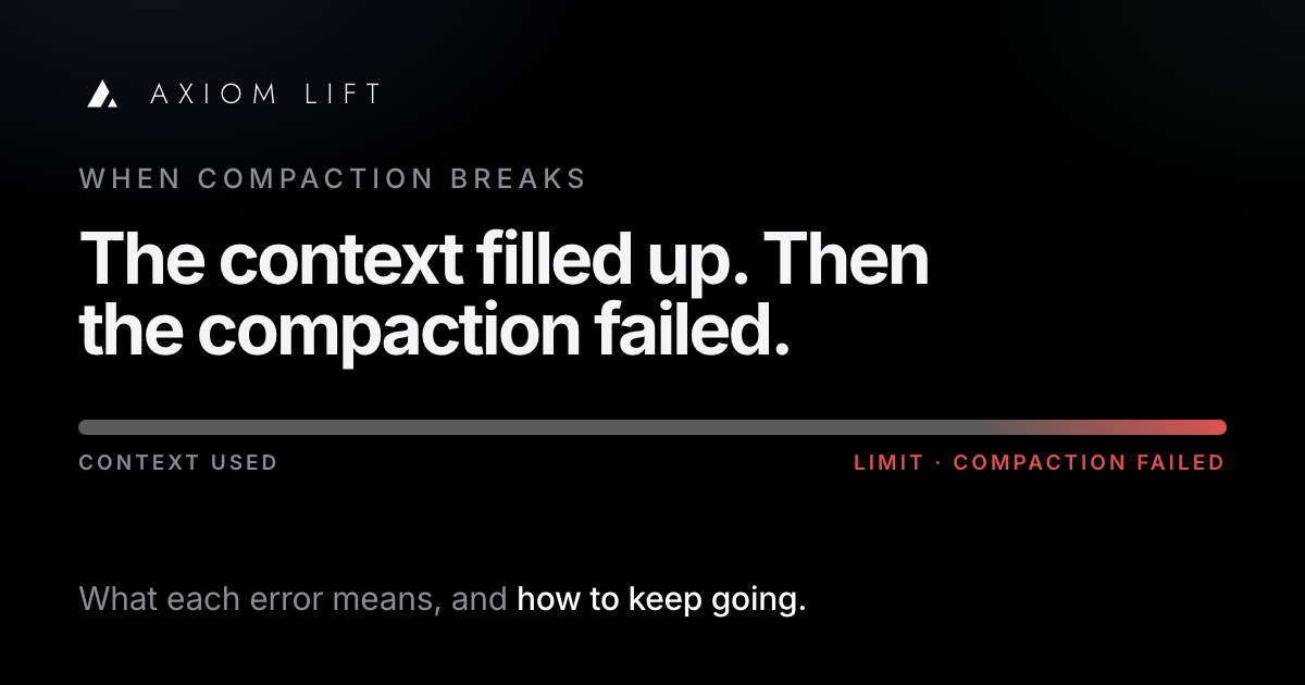 A context meter filled to the limit, marked in red where the compaction failed